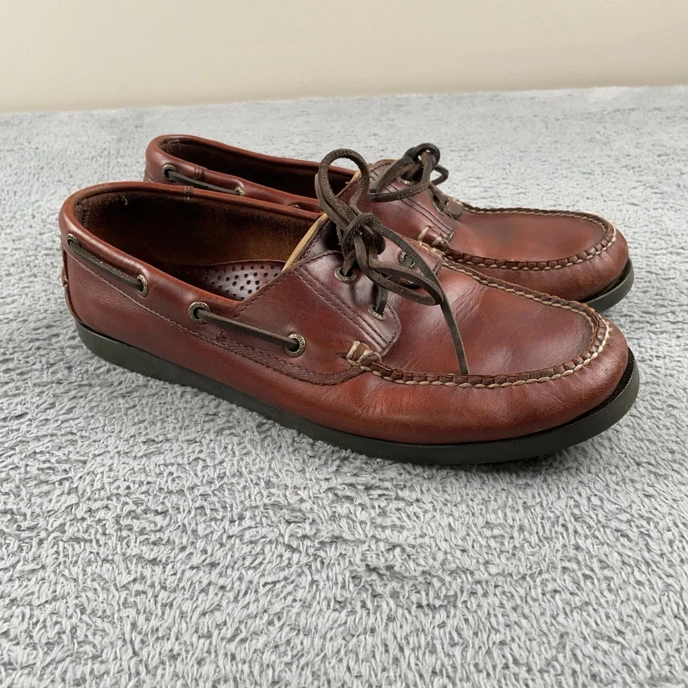LL Bean Boat Shoes Mens 10 EE Brown Leather Casco Bay Moccasin Loafers Casual